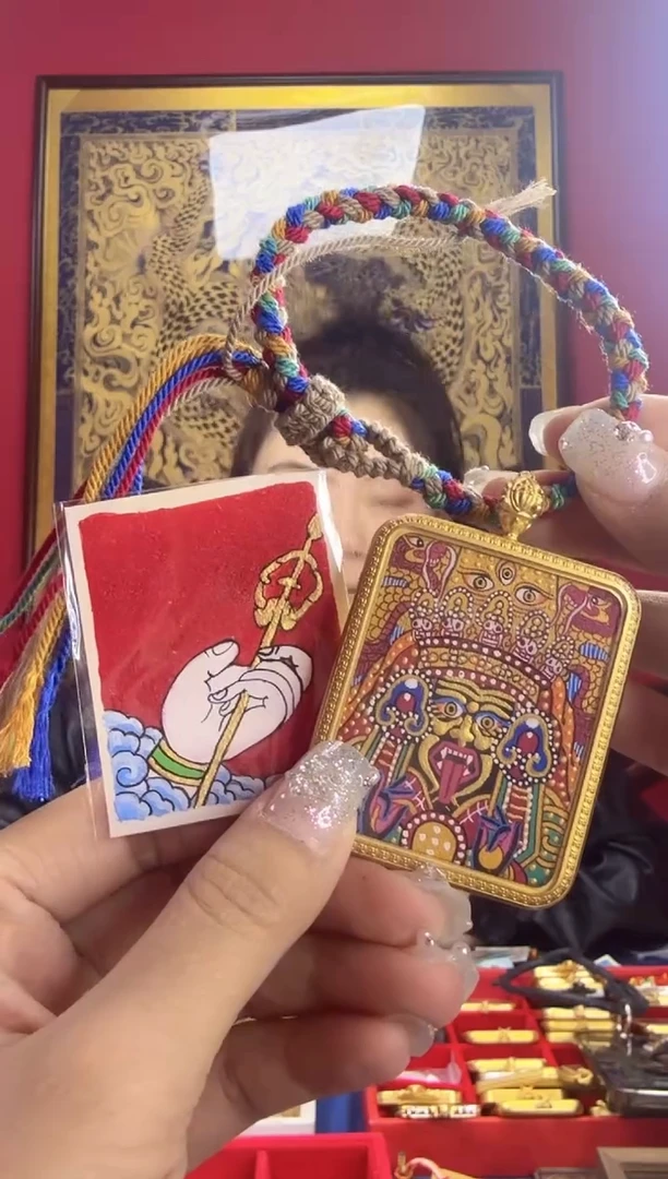 吊坠扎老师+背卡吊坠+手绳-热贡纯手绘唐卡