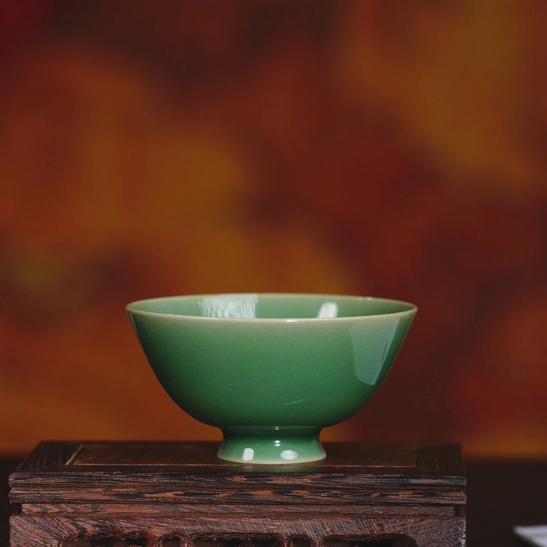 【龙泉】天下龙泉 高脚斗笠杯 陶瓷 lq-5004