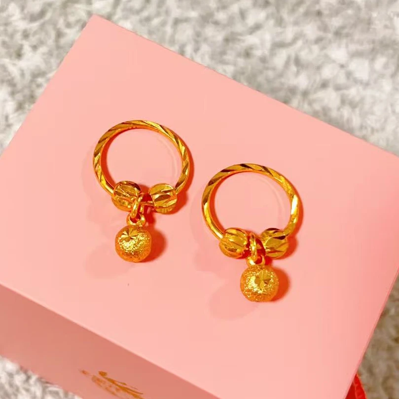铜合金耳饰 【直播专享】金色耳环女气质明珠时尚圆圈辣妹精致珠子