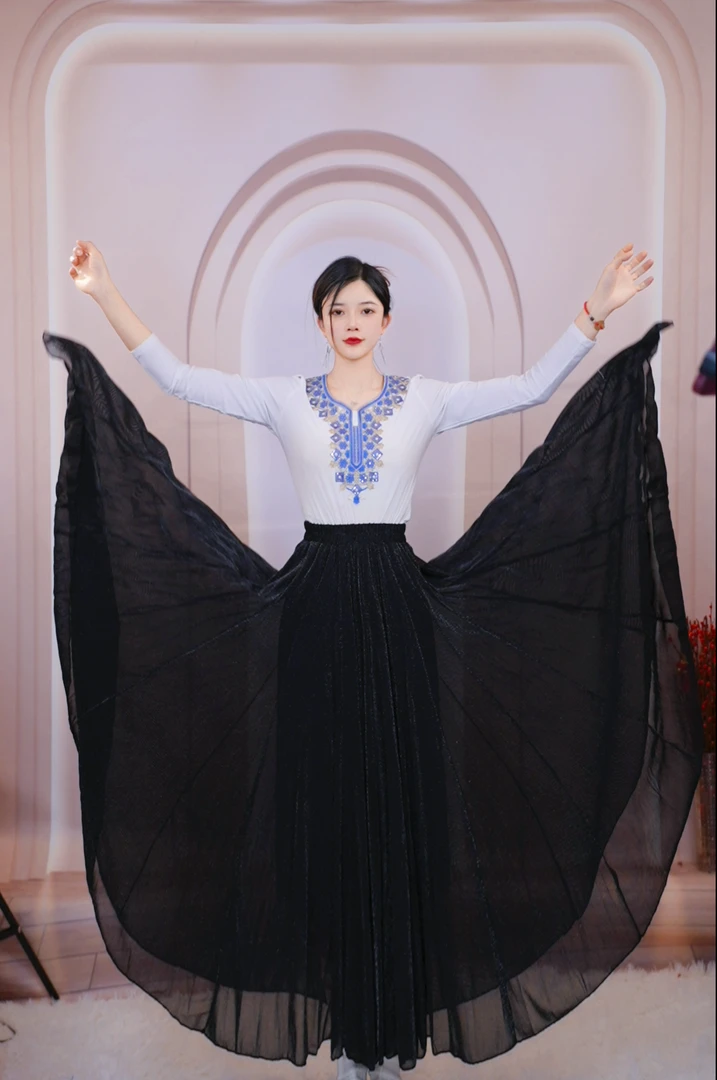 新疆民族满天星半裙烫金720里外同款民族风