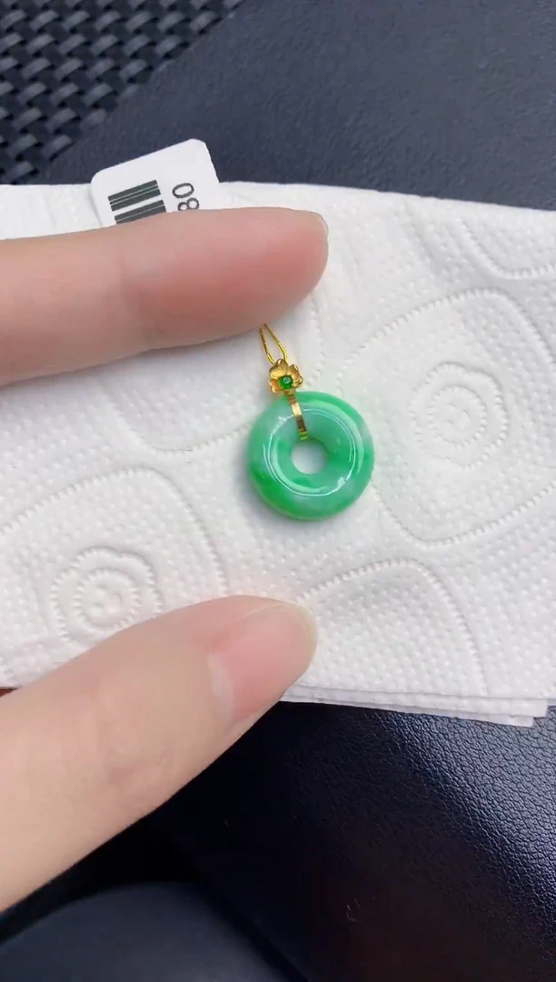 颈饰18K金镶嵌翡翠天然翡翠缅甸A货