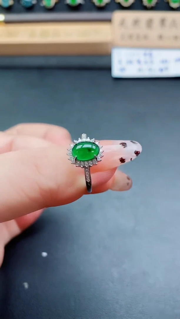 银S925镶嵌戒指翡翠1