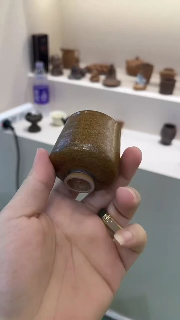 日式黄色结晶釉高足杯