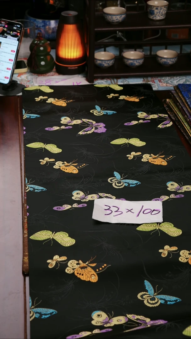 【梦幻蝴蝶单面】中国风干泡织锦茶席28*200