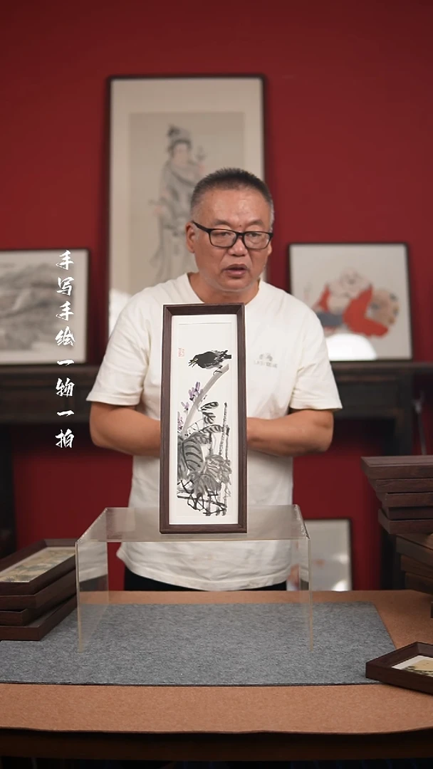 国画手绘-15*42摆台花鸟
