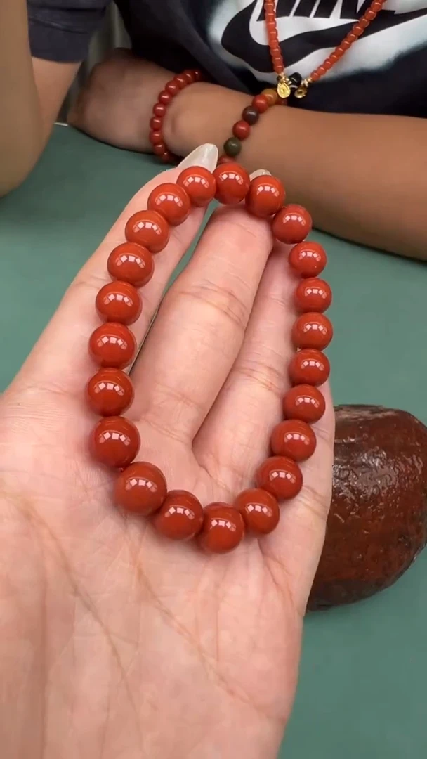 南红玛瑙手串未镶嵌a16瓦西满色肉锦红手串8+