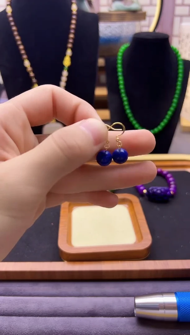 【闪购商品】青金石耳饰14K金镶嵌E385