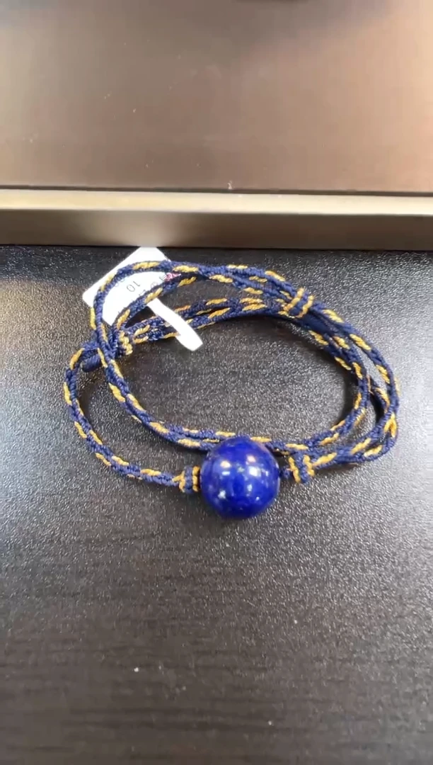 青金石未镶嵌吊坠(赠链)我***家大圆珠手编绳吊坠