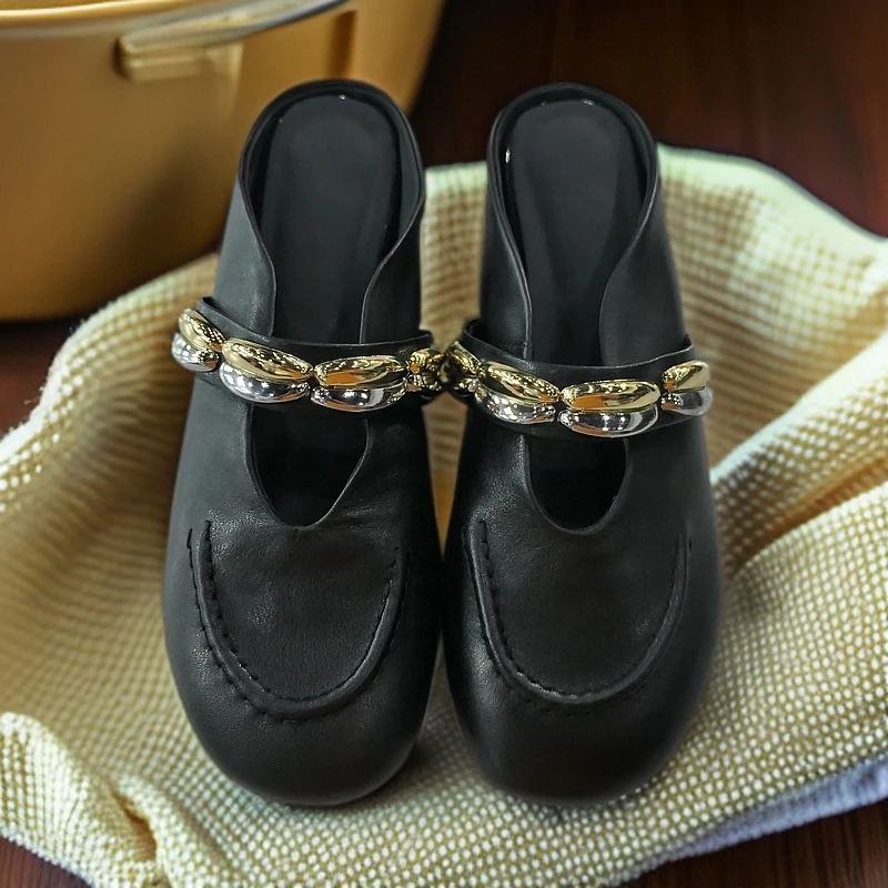 XL-Z901夏季招财进宝小牛皮2分跟皮拖鞋