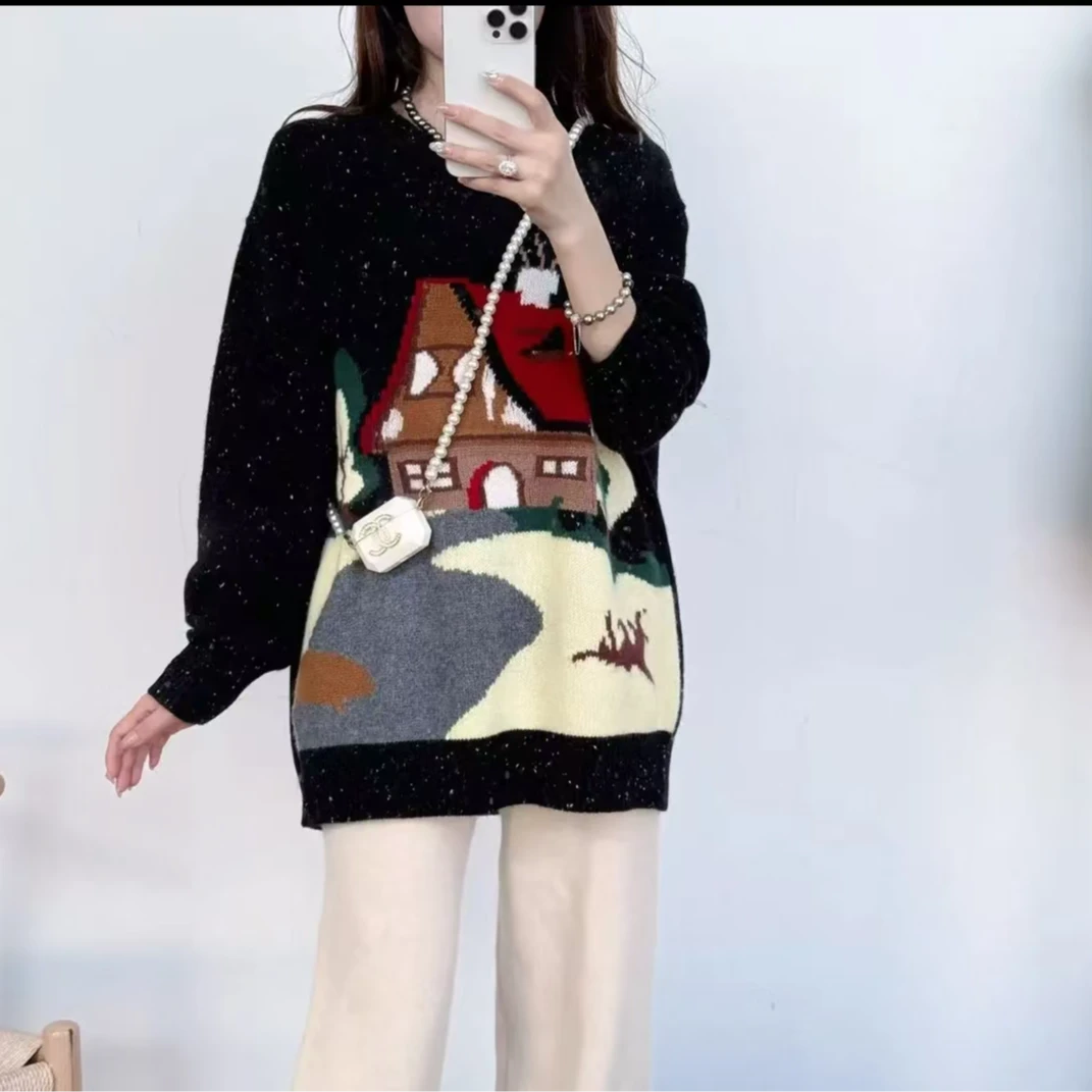 100羊绒✦小房子百搭宽松圆领慵懒风冬季秋冬显瘦洋气