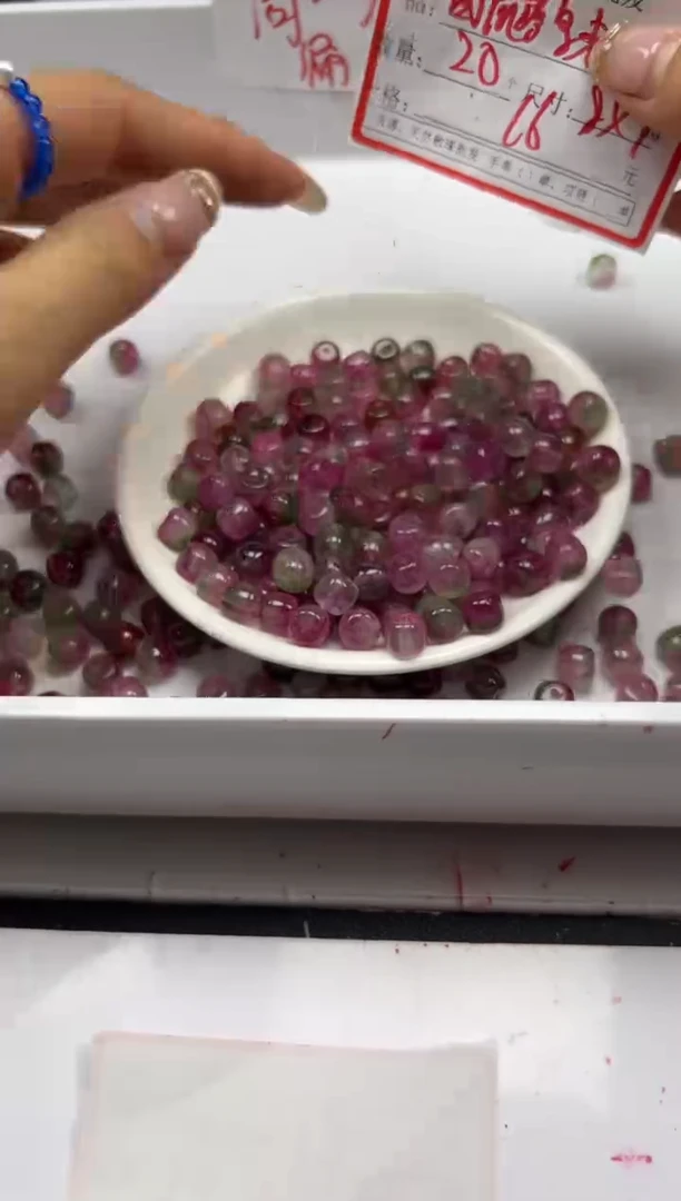 未镶嵌颈饰碧玺w1781西瓜碧玺老型8*7mm*20颗