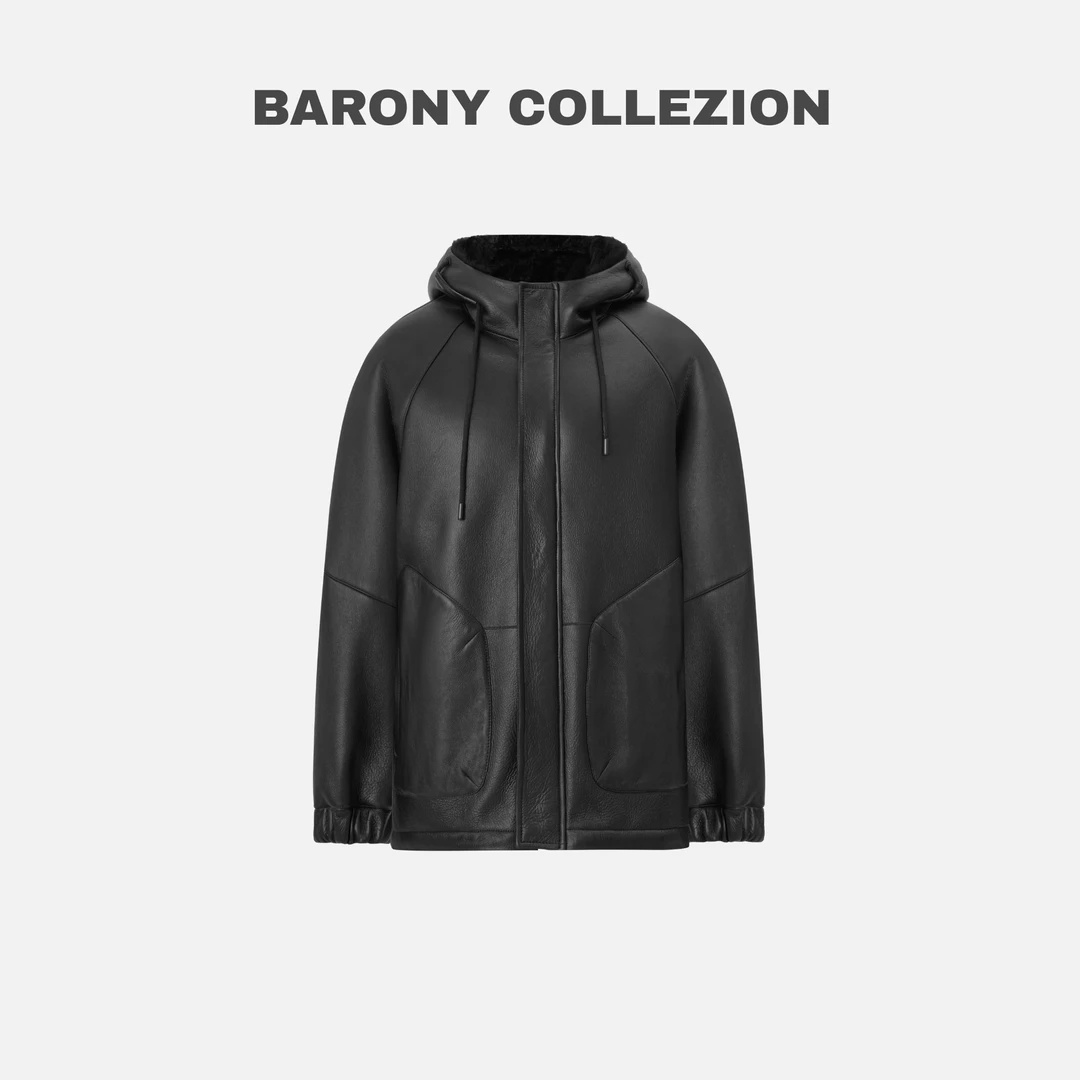 ‘BARONY‘81321【25/26新款】男士扩版连帽皮毛一体外套
