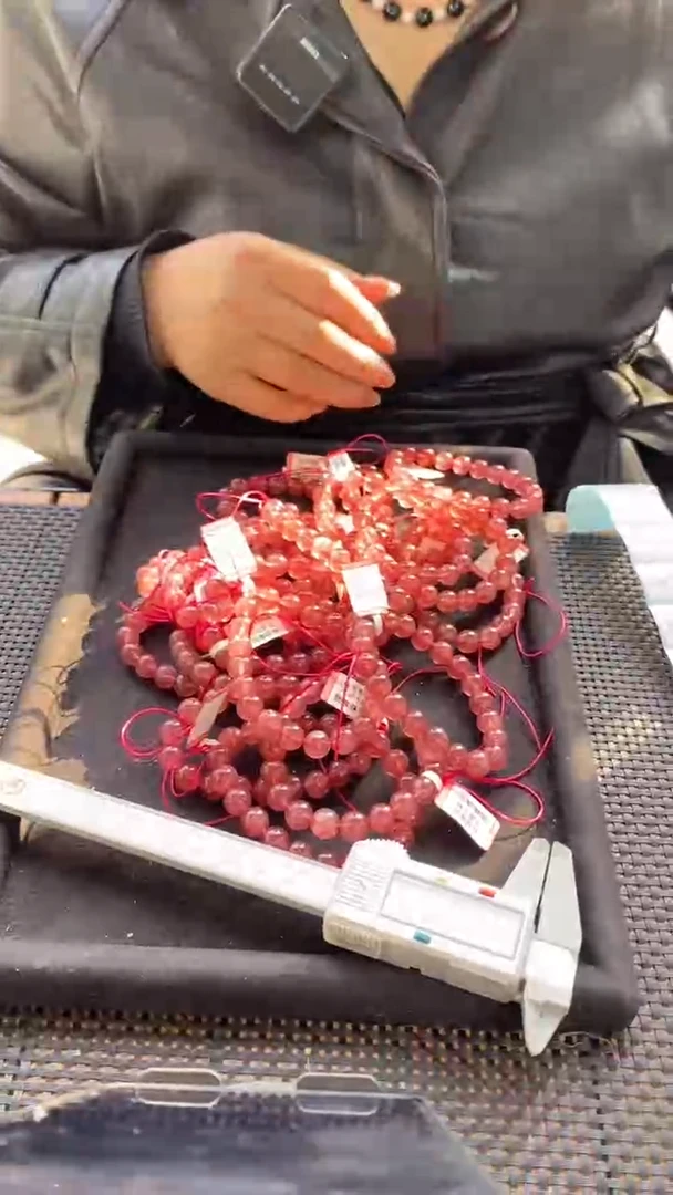 未镶嵌手串石英质玉红草莓晶手串9.5mD754多样性发其一