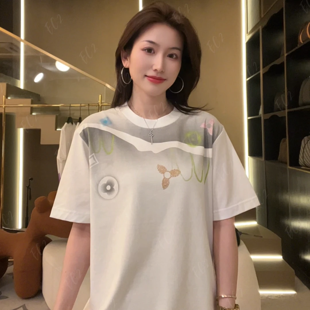 25年夏季新款男女潮牌时尚休闲异形工艺小V宽松圆领短袖T恤0060