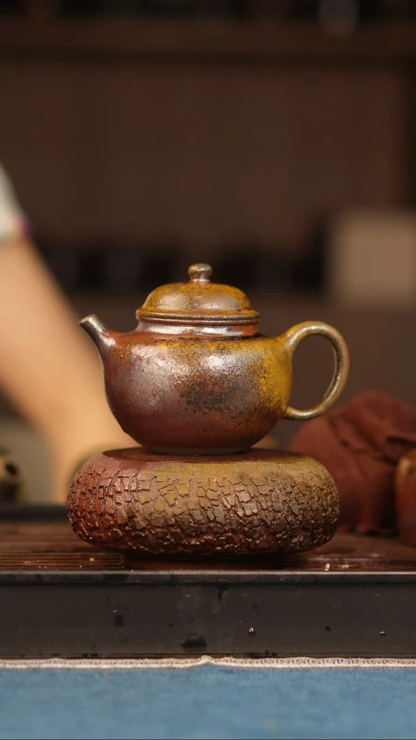 茶壶紫砂Y*T柴烧紫砂天青小苹果
