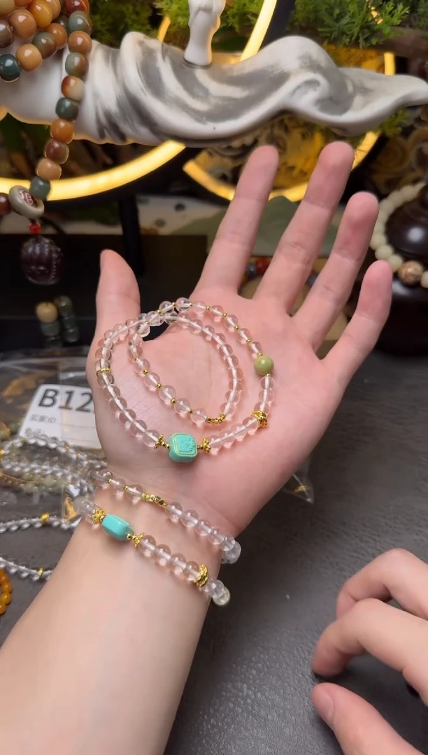 水晶手串未镶嵌B157水晶双圈配饰圆珠