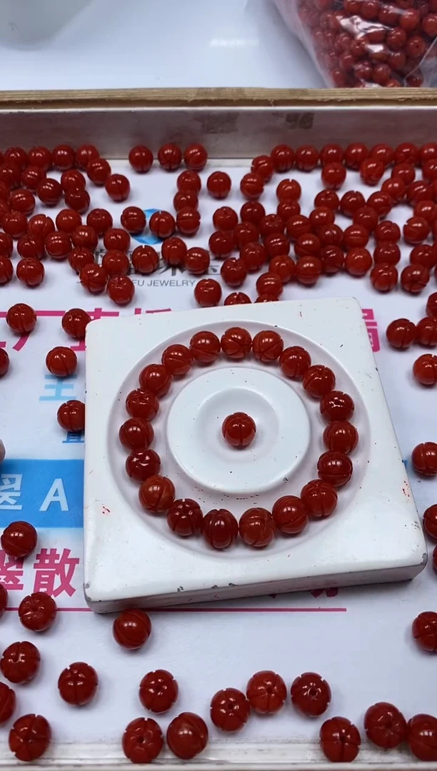 南红玛瑙散珠未镶嵌M597 南红南瓜珠10mm10个9.9元