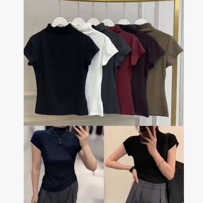 【彤彤家】8862#半高领净版半袖上衣L/400