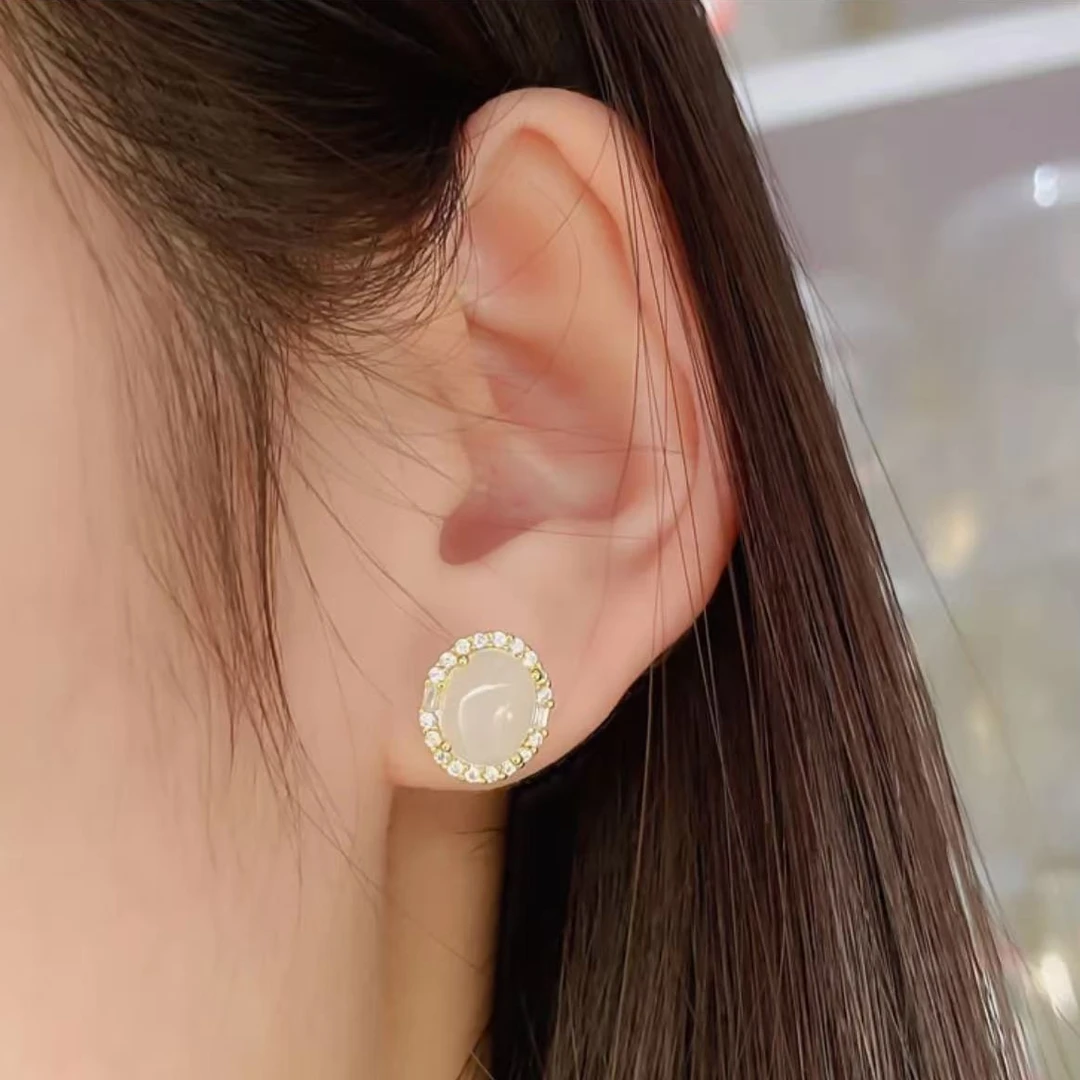 【GOLIFIR】天然和田玉晴水耳钉r523多样性发货