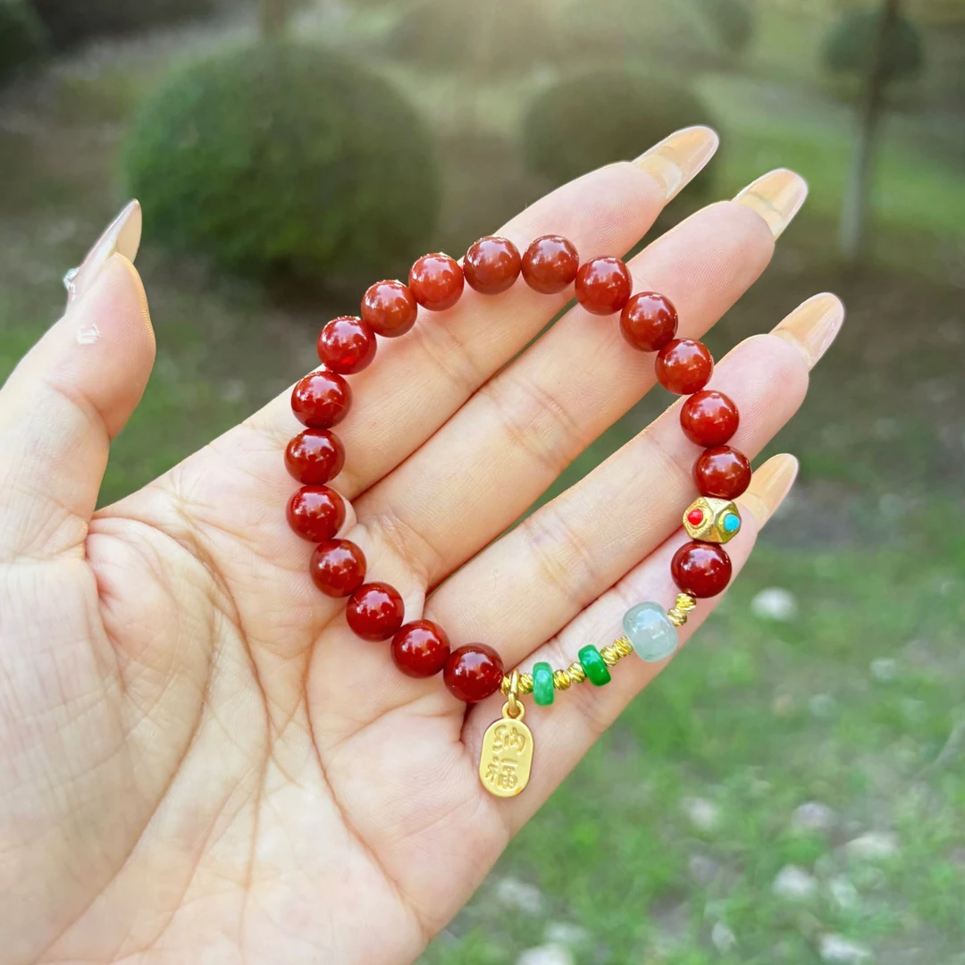 【锦绣芳华】原创系列设计款深红犸瑙手串