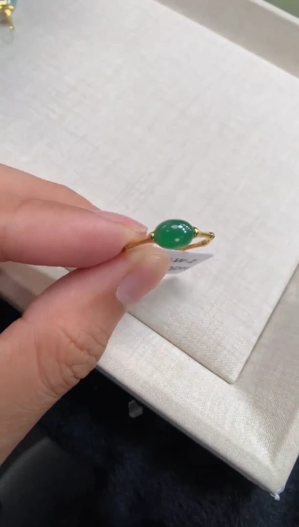 翡翠18K金镶嵌颈饰戒指