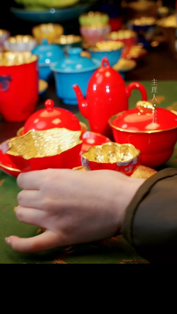 【宜景窑中国红鎏金系列】摘星