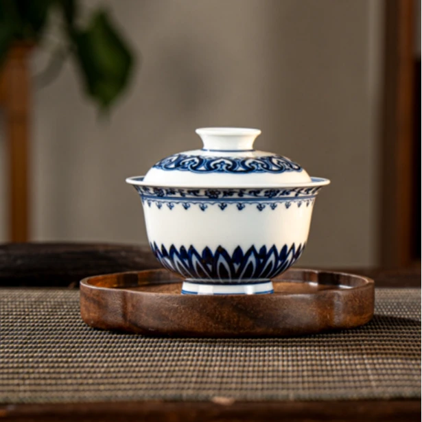 【小乔赏瓷】青尧宝相熙柔盖碗xygy185