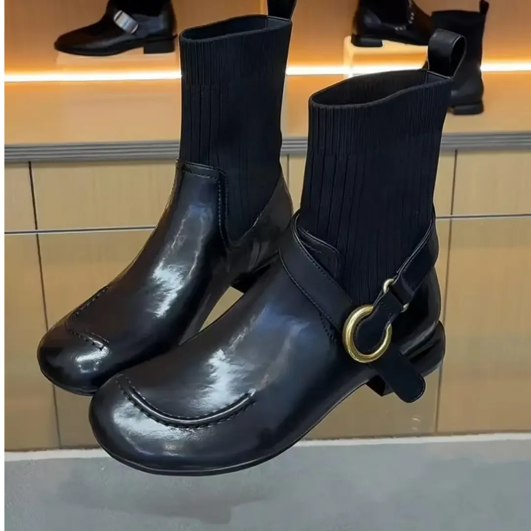 时尚气质百搭短靴女跨美女鞋子女款爆款2025新款靴子秋季圆头女鞋