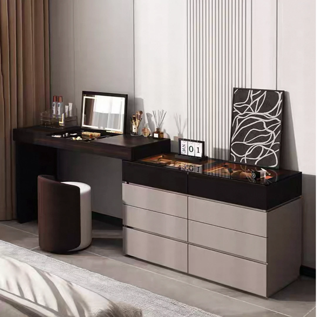 【国补链接】梳妆台斗柜一体轻奢实木化妆台卧室简约2025现代化妆桌