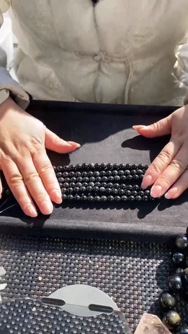 未镶嵌黑曜岩手饰彩曜石串珠8+多样性发其一