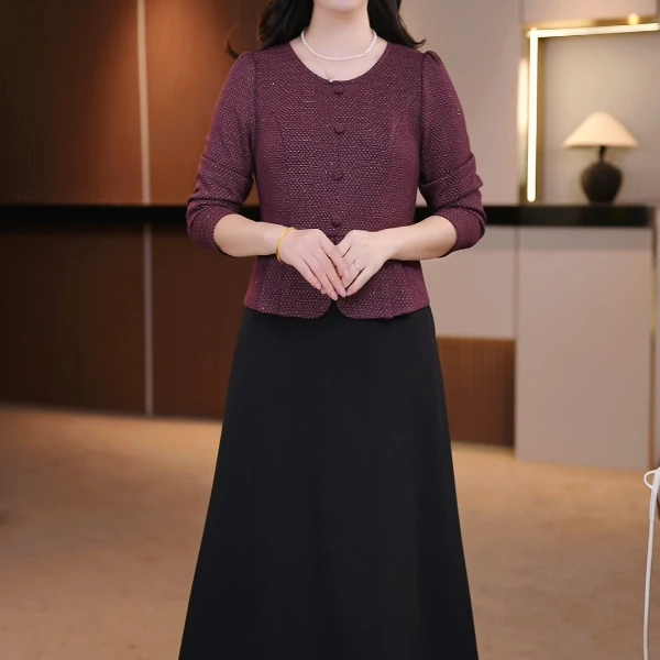 秋季新款大码女装连衣裙遮肉显瘦加肥加大收腰显瘦[D]FY-9322