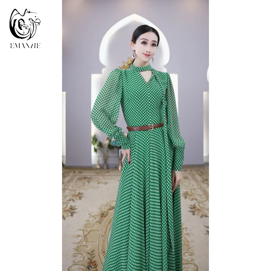 依曼之舞A2560异域风情大摆显瘦气质修身百搭新疆720度大摆连衣裙