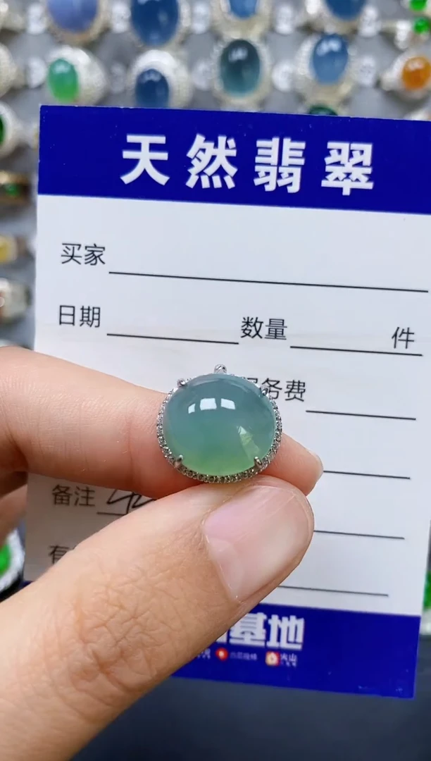 翡翠戒指银S925镶嵌0440