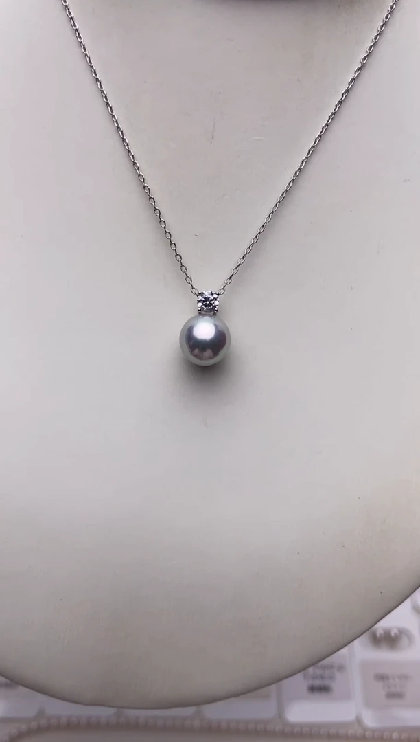 吊坠(不含链)18K金镶嵌海水珍珠特选真多麻戴妃吊坠8.5-9