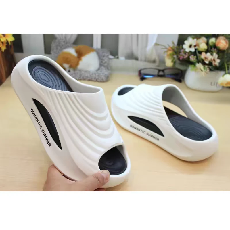 纯色平跟舒适注压鞋防滑一字拖凉拖鞋厚底欧若精灵风浴室夏季外穿
