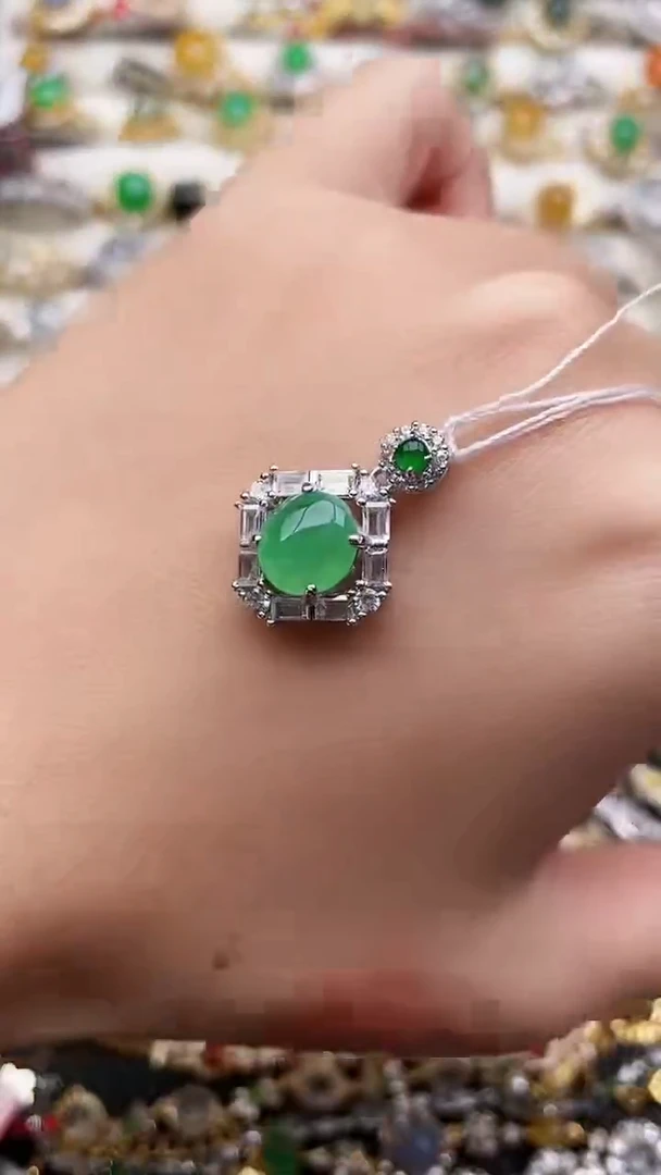 吊坠(不含链)银S925镶嵌翡翠172