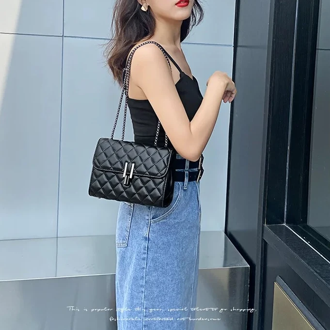 正品女包2025新款菱格链条小方包爆款百搭个性手提单肩斜挎包5593