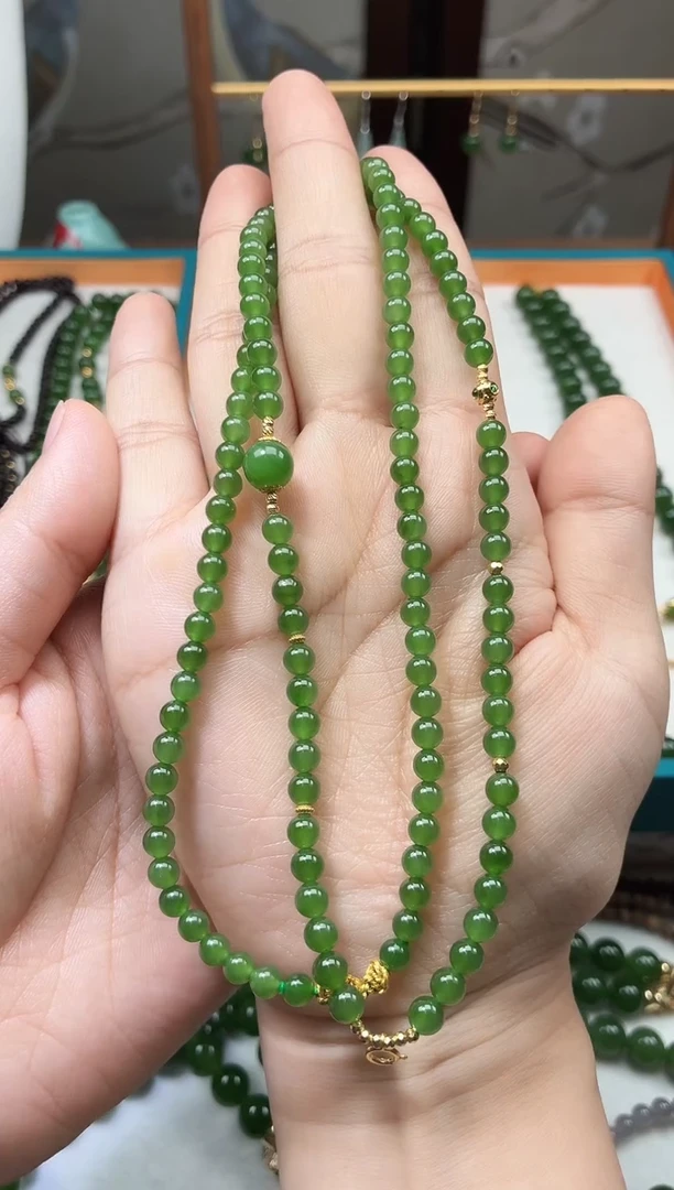 项链未镶嵌和田玉（碧玉）5mm项链