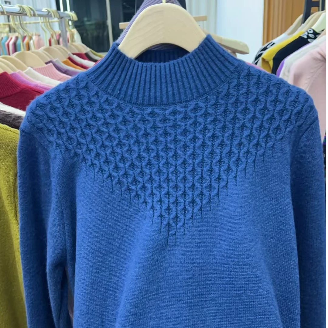 720#秋冬长袖针织衫半高领套头65