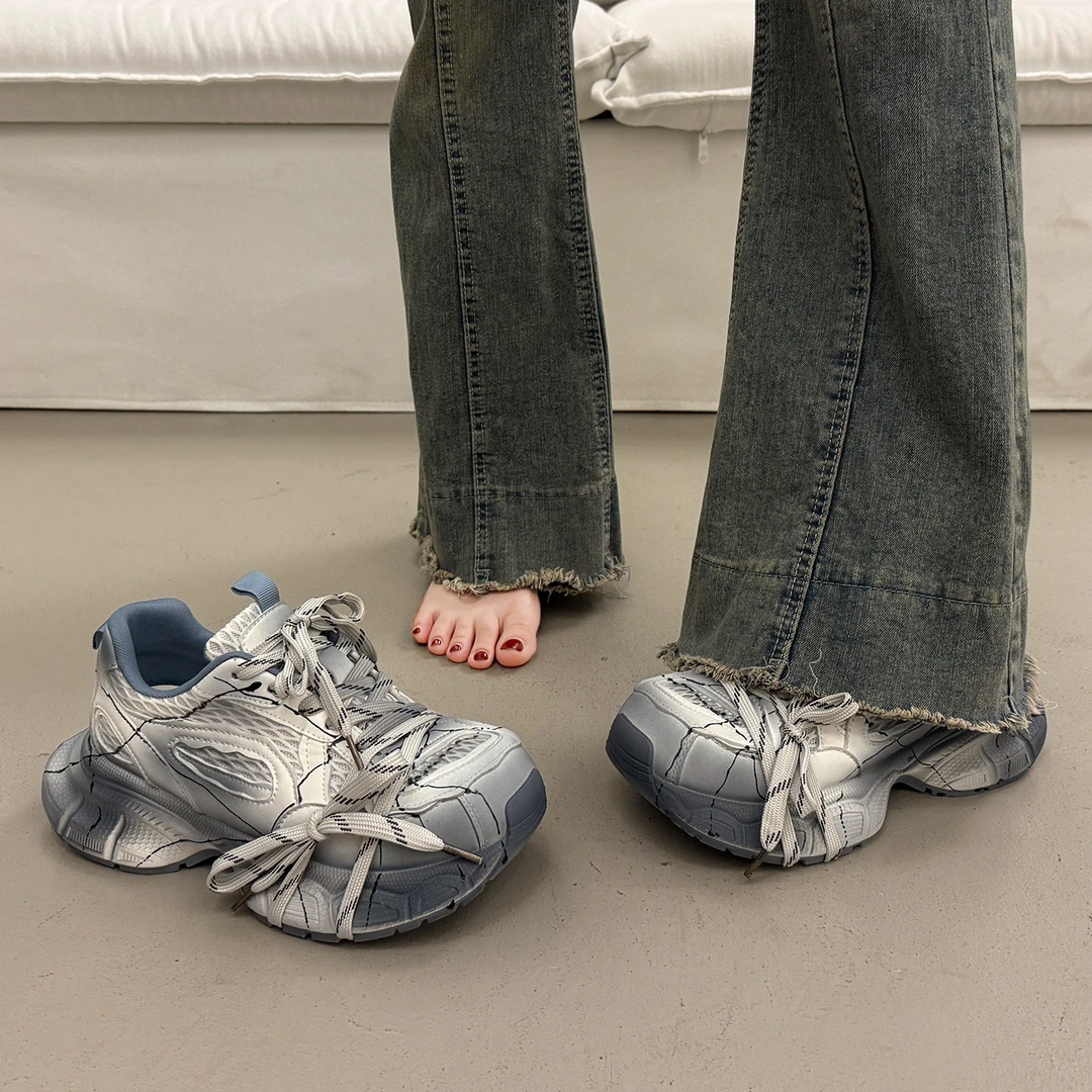 欧货厚底老爹鞋女夏季小个子增高2025超火新款爆款透气运动休闲鞋