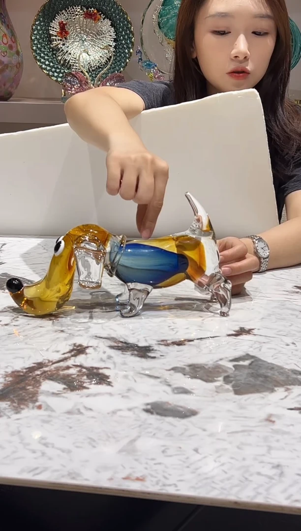 新款琉璃小狗摆件