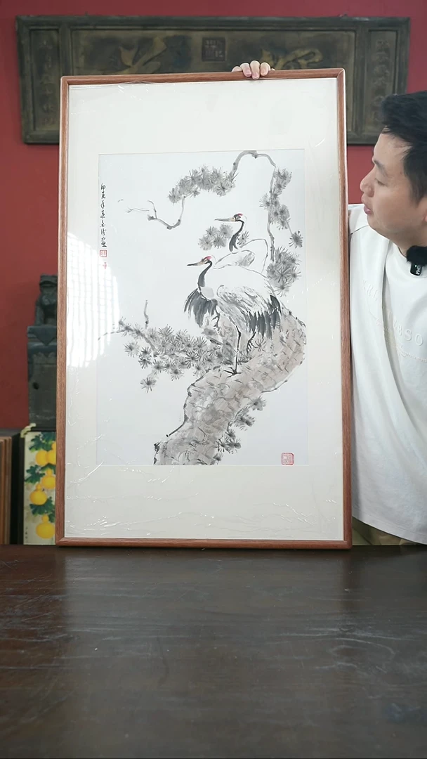书法手绘60*100-X96仙鹤-海棠