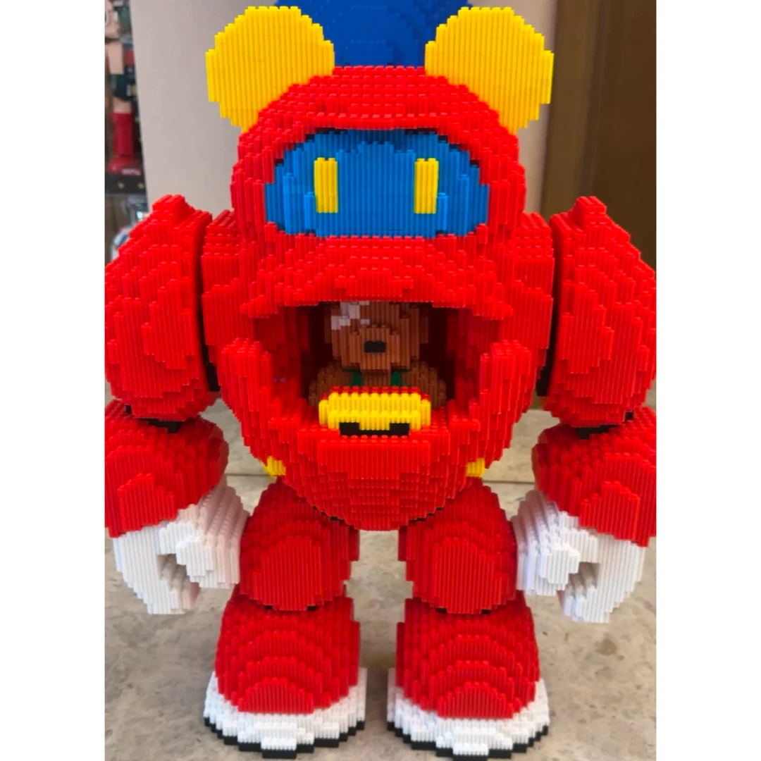 DIY机甲熊料包串联积木颗粒摆件