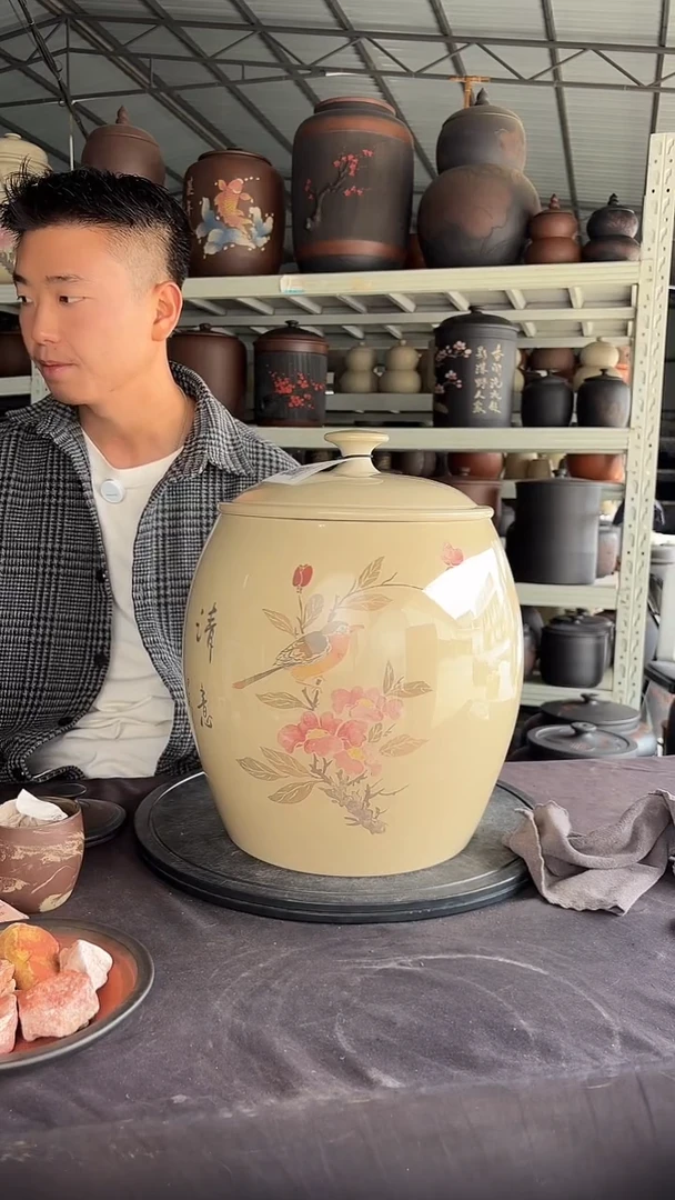 罐水亮光花鸟15饼茶叶罐