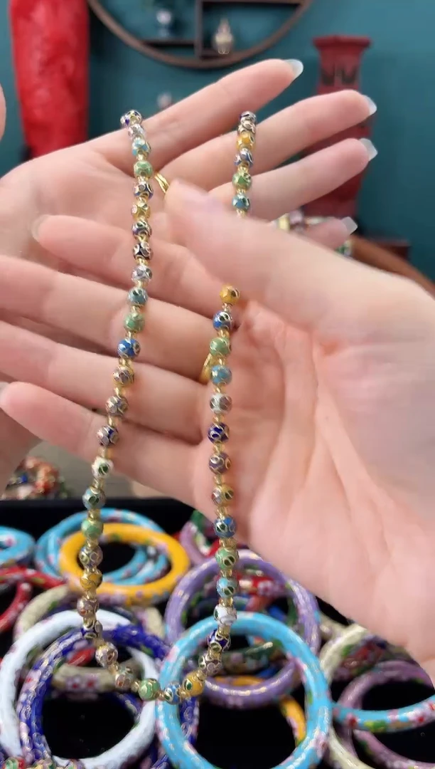 景泰蓝小珠子项链