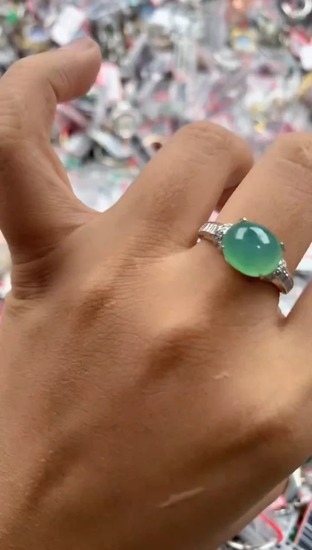 银S925镶嵌戒指翡翠13           5