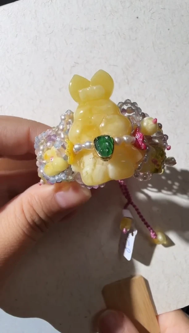 手链蜜蜡未镶嵌蜜蜡小兔繁花手链