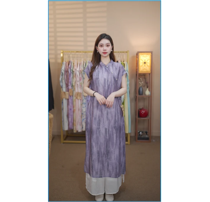 续喆原创【紫气东来】月亮袖020款国风连衣裙新中式复古百搭显瘦