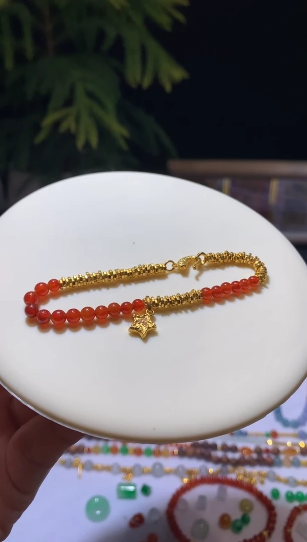 【闪购商品】定制翡翠足金镶嵌手串19800+990