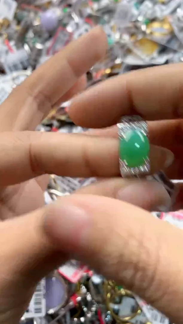 银S925镶嵌戒指翡翠888---4